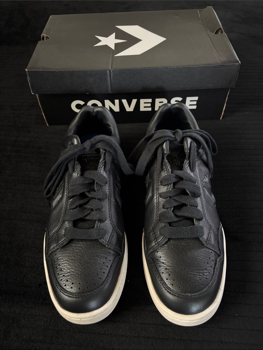 Converse Men’s Weapon Ox Sz 11 Black Leather Sneakers with Cream Midsole